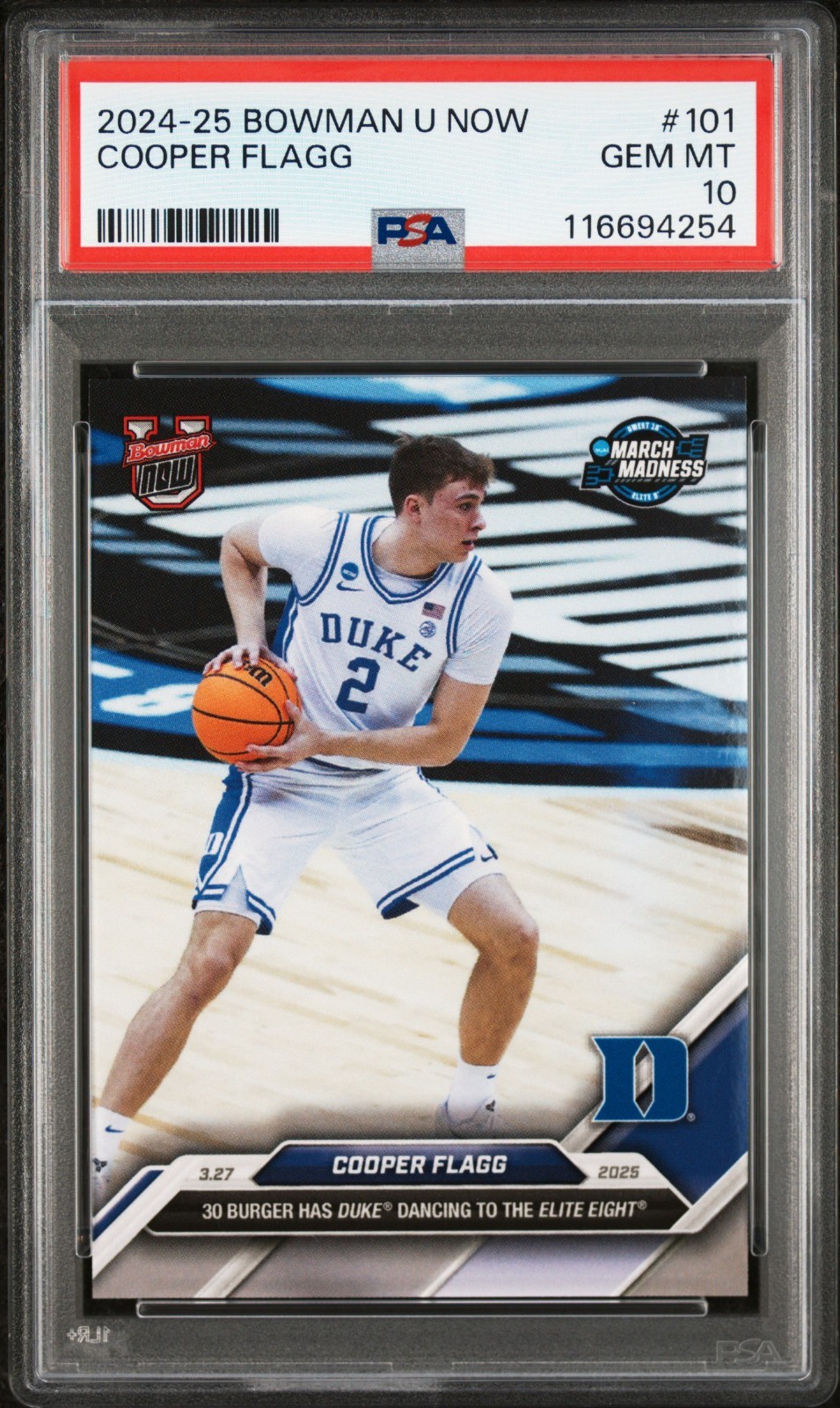 🔥 2024 Bowman U Now Cooper Flagg #101 RC Rookie Basketball PSA 10 TOP PICK🔥