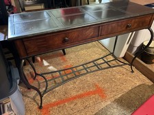 Sofa Table With Metal Top And Legs, Two Drawers, 48”Wx18”Dx30”H