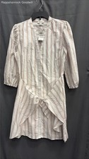 ON-34th Women's Striped Wrap Tie Front Shirt Dress Blush Pink Tan NWT Size M