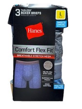 Hanes Underwear Mens Large Boxer Briefs Long Leg Comfort Flex Fit 3 Pairs