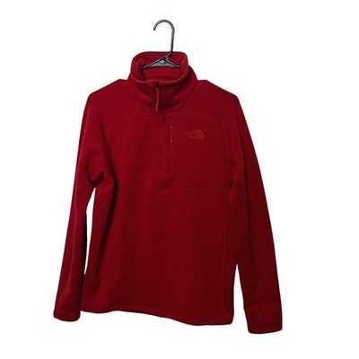 The North Face Polartec Jacket Mens Medium Red 1/4 Zip Fleece Pullover Sweater