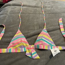Victoria Secret Bikini Top NWT MULTI COLOR DAISY Triangle Push Up Pad Halter S