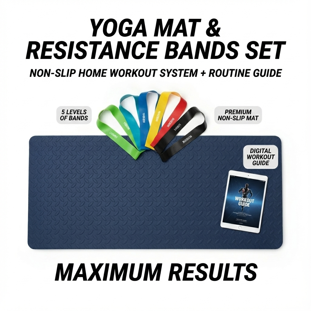 Yoga Mat & Resistance Bands Set – Non-Slip Home Workout System + Routine Guide