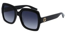 GUCCI GG0036S 001 Rectangular Square Black Grey 54 mm Women's Sunglasses OBI