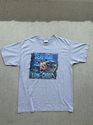 Vintage Disney Finding Nemo Seafood Is Low Carb T-shirt Mens Large Y2K