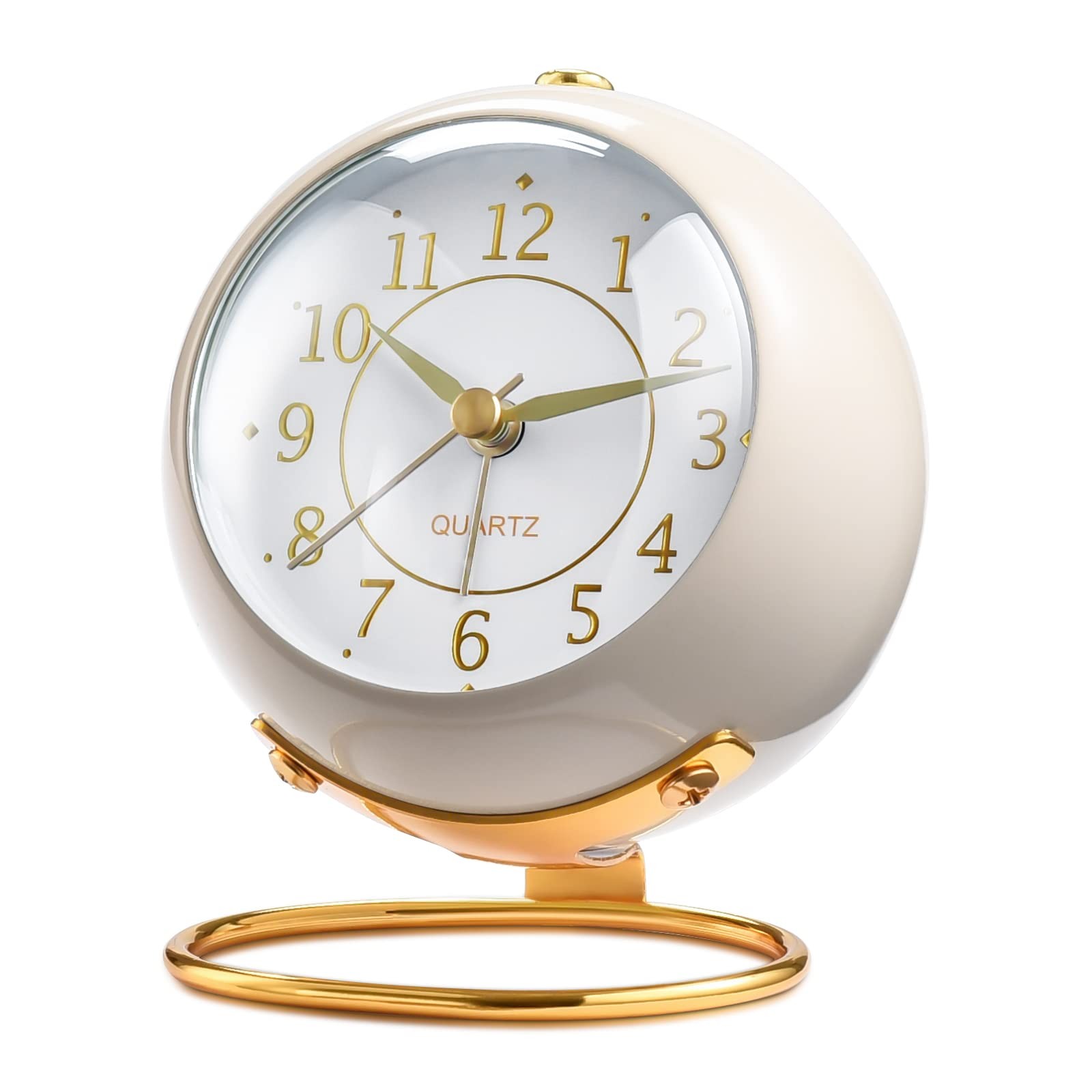 Tetino Analog Alarm Clocks,Retro Backlight Cute Simple Design Small, White