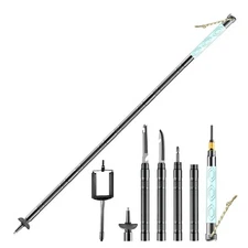 123.5CM luminous Tactical Trekking Pole, Folding with Compass Whistle Knife HooK