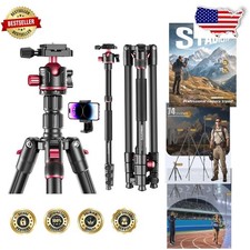 Versatile 74" Camera Tripod Monopod, CNC Ball Head, 13lbs Load, Travel Ready