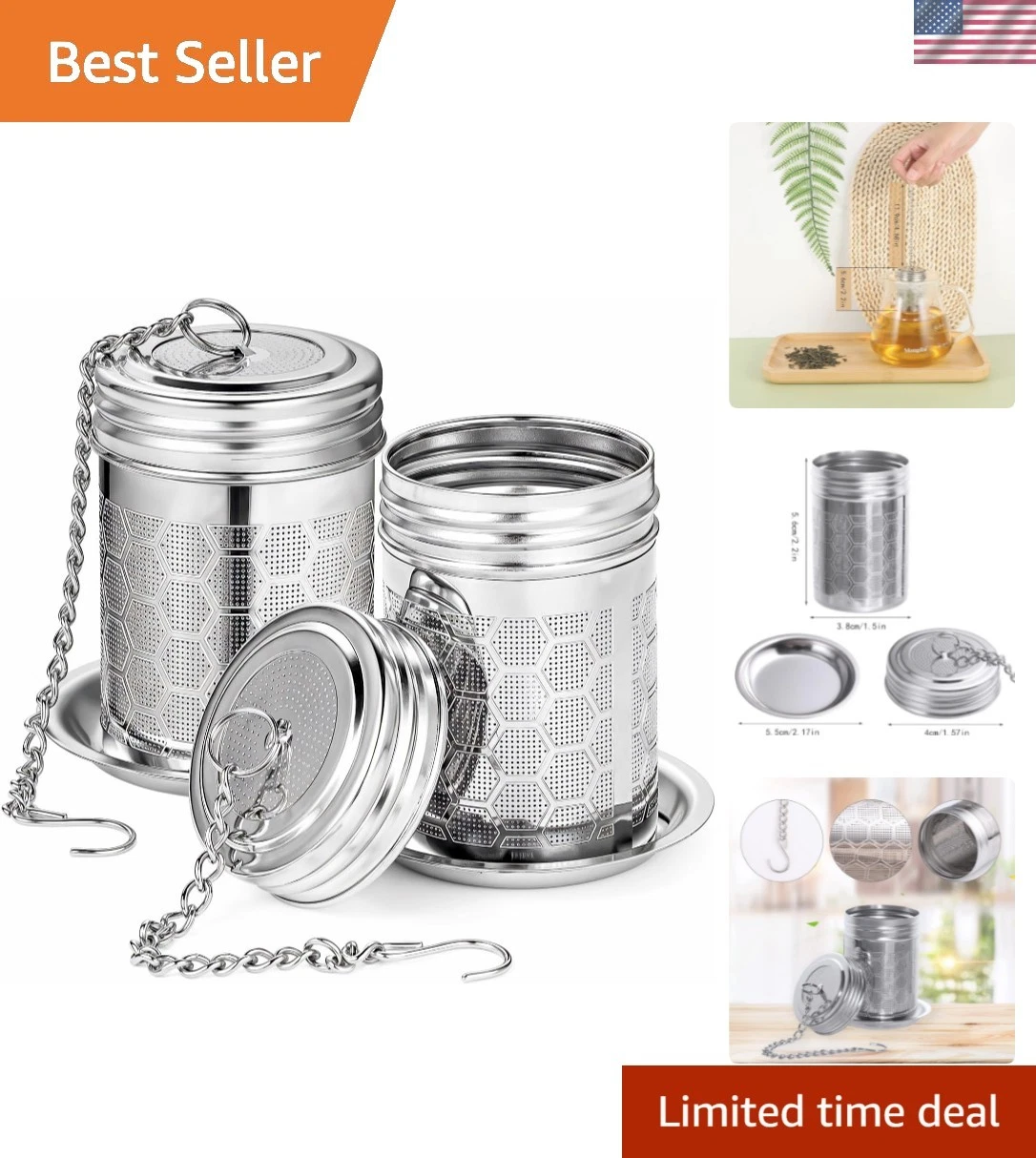 2 Pack Tea Strainers Infuser for Loose Tea 304 Stainless Steel Mesh Loose Lea...
Opens in a new wind