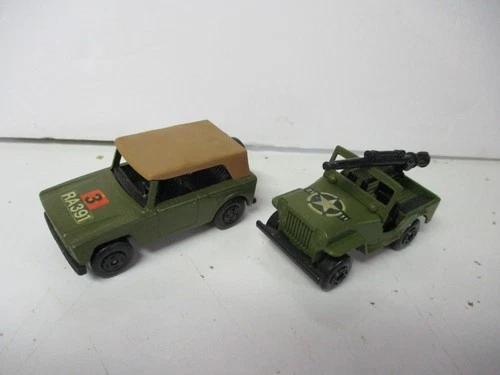 Matchbox Lesney Superfast SF18 Field Car & SF38 Armored Jeep- both olive, loose
