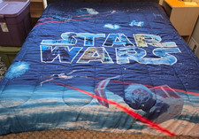 Star Wars Twin / Full Comforter with Plush Reverse Side Logo Tie Fighter Battle