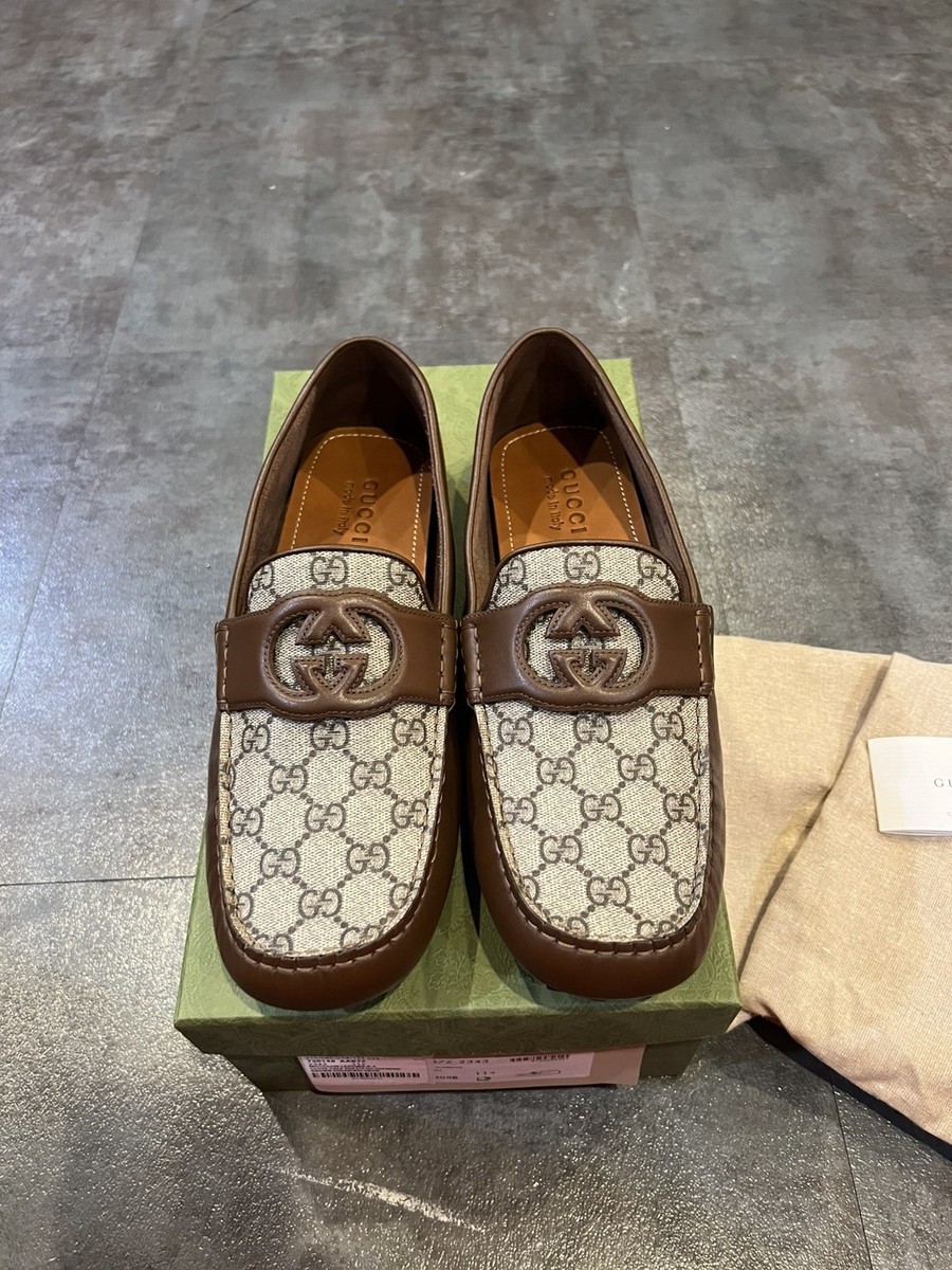 New Gucci GG Supreme mens leather moccasin driver loafers  display picture 1