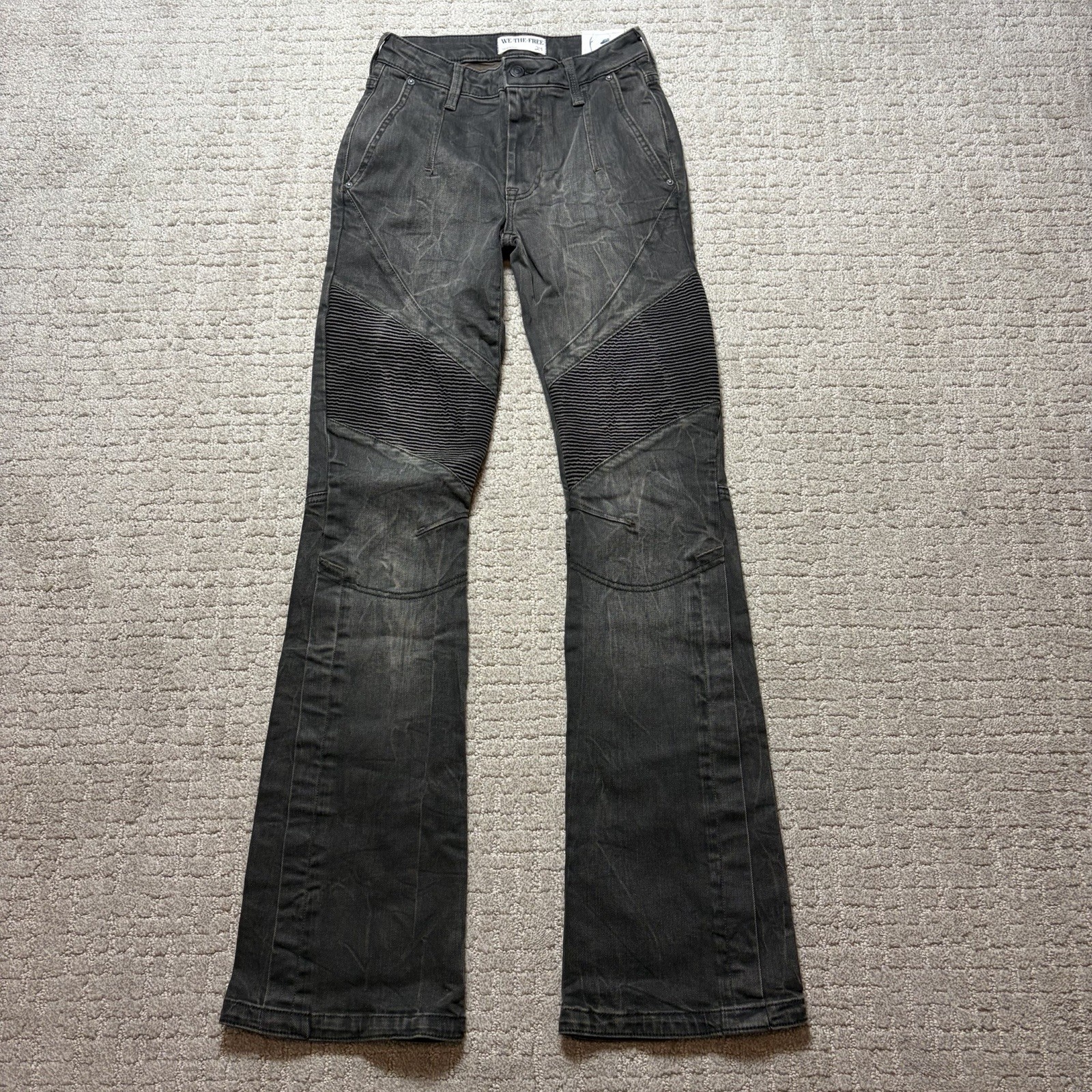 We The Free - Women's 24 - Black Vector Moto Mid Rise Flare  Bootcut Edgy Jeans