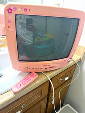 Hello Kitty 13" Pink CRT TV 480i w/ Built-In Speakers Remote Control
