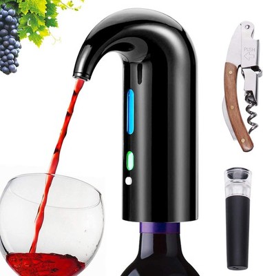 Electric Wine Aerator Dispenser Set   Automatic Decanter & Pourer Black 