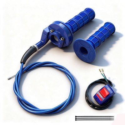 22mm 7/8 Inch Twist Throttle Handle Grip Kit 120cm Cable Pit Dirt ATV Bike Blue