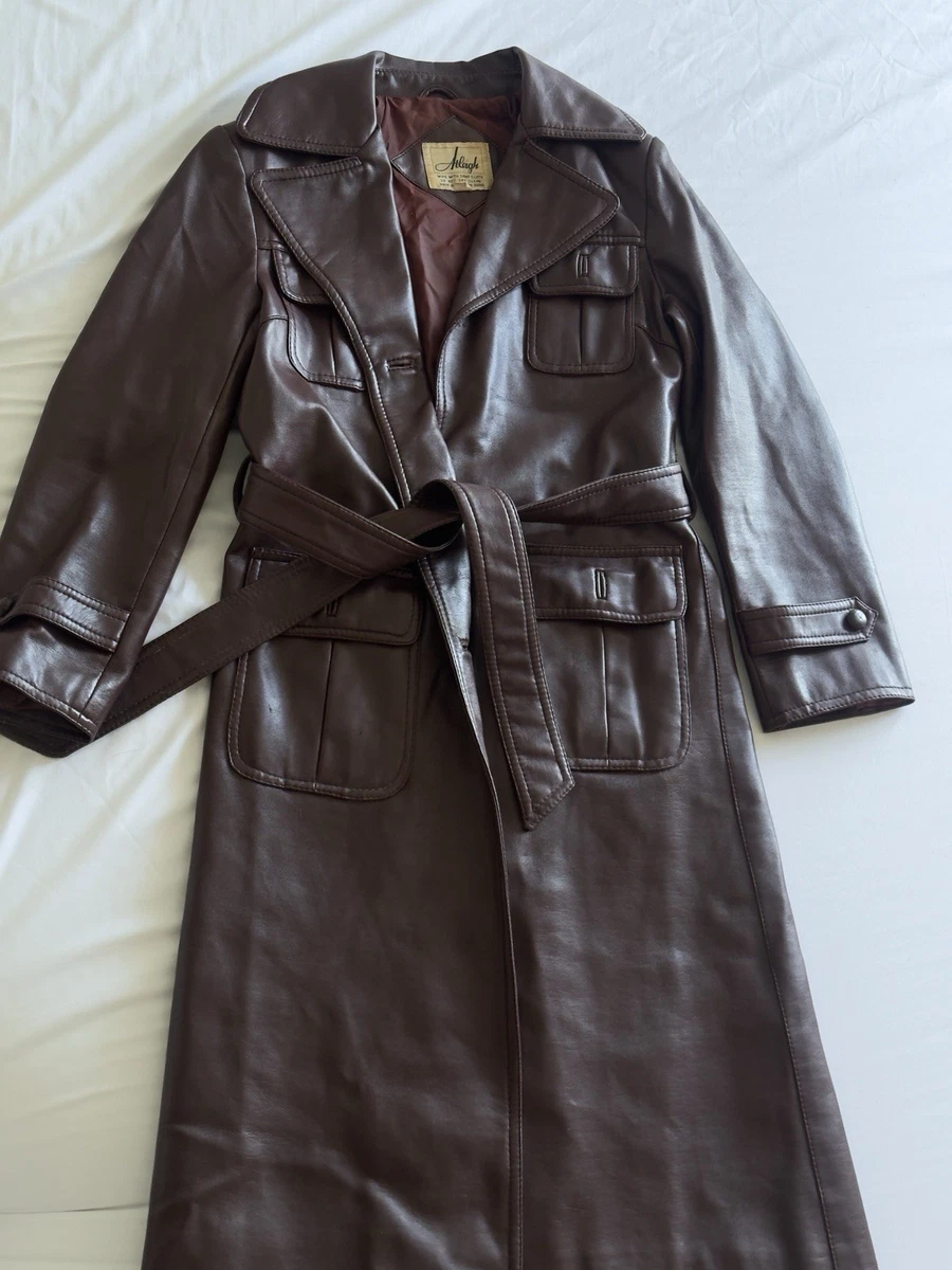 vintage leather trench coat products for sale | eBay