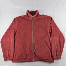 Scandia Woods Fleece Jacket Mens Large Full Zip Redish Microfleece Pockets  READ