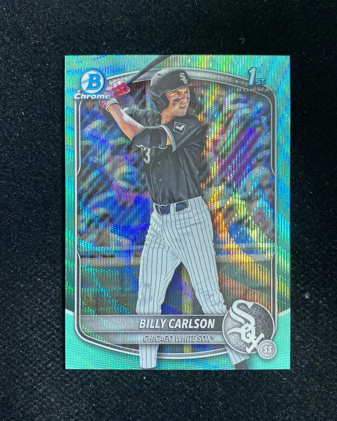2025 Topps Bowman Draft Chrome Billy Carlson #BDC-10 Aqua Wave 002/125 1st QI95