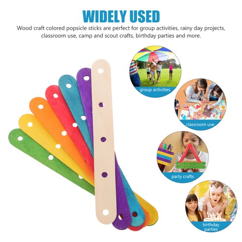 100pcs Popsicle Sticks For Crafts: Colored Wood Crafting Sticks Natural Jumbo - Picture 10 of 12