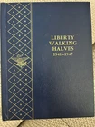 Liberty Walking Halves Coins with Album Folder 1941-1947.   19/20 coins in set.