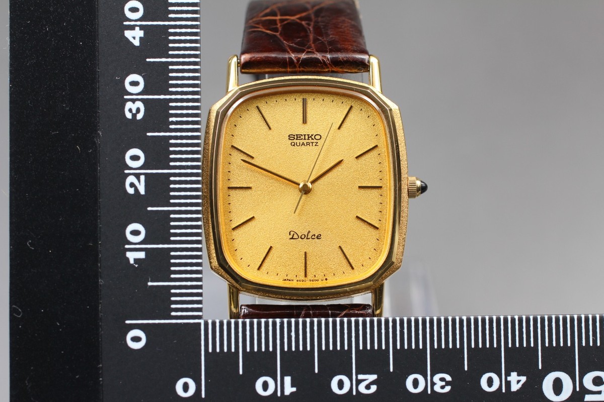 Vintage [Near MINT] SEIKO Dolce 6030-5550 Gold Quartz Men's