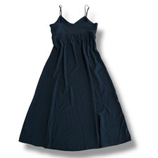 A New Day Black Slip Midi Dress Women’s Large L Crinkle Sleeveless V-Neck