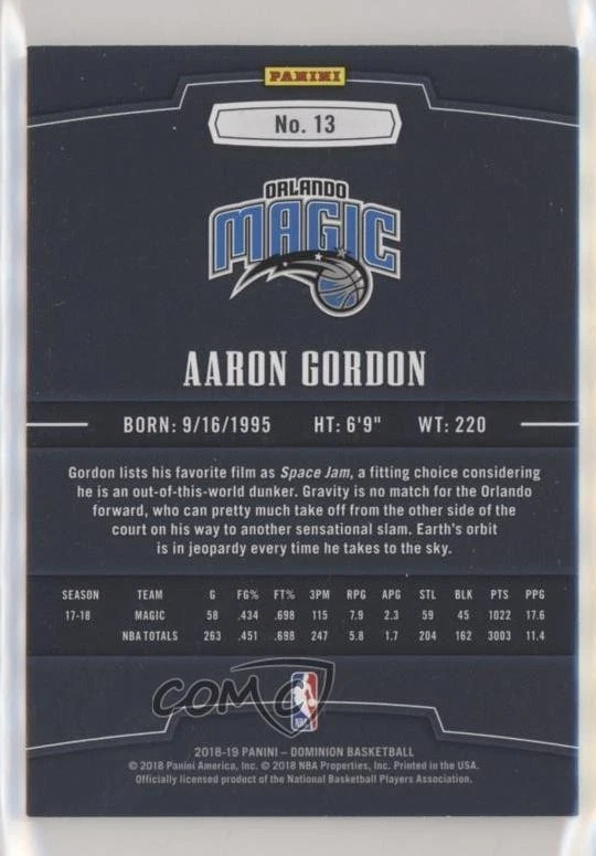2018-19 Panini Dominion /75 Aaron Gordon #13 - Image 2 of 2