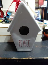 Rae Dunn Tapered Peace Ceramic Birdhouse Bird Nest Sketch 2020 