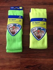 NEW Women's All Sport Socks - 2 pair - Large 10 - 12.5 - Green Yellow