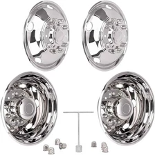 2005-2025 Ford F450/F550 19.5" 10 Lug Dually Wheel Simulators Stainless Steel