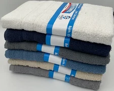 Amber Mills  100% Cotton 6 Pack   Bath Towel 27" x 52"   In 6 Assorted Colors.