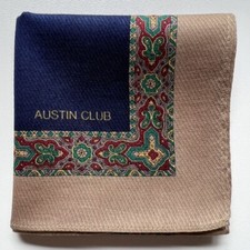 HANDKERCHIEF VINTAGE MEN'S ART BLUE PATTERNED POCKET SQUARE COTTON 18" A-0344