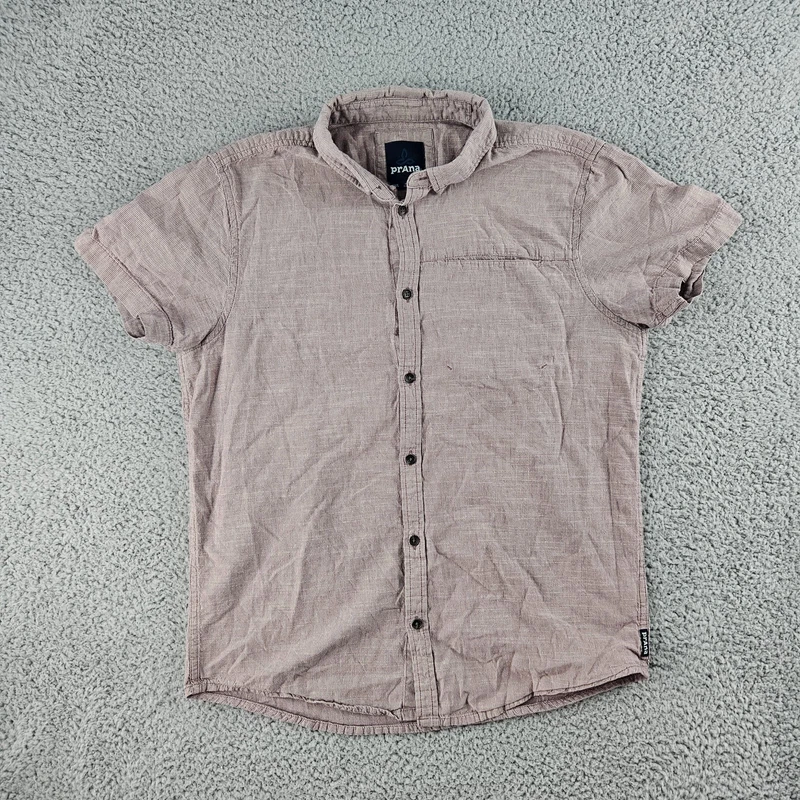 prana agua short sleeve button down organic cotton shirt