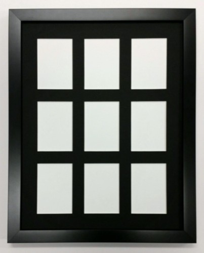ACEO Picture Frame - fits nine ATC prints - thin black wood with black matting