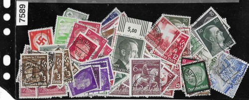 #7589 100+ pc Stamp collection Third Reich Germany Adolf Hitler Very good mix - Photo 1 sur 1