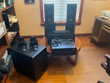 Complete 5.1 home theater system with receiver, 5 HSU speakers and subwoofer