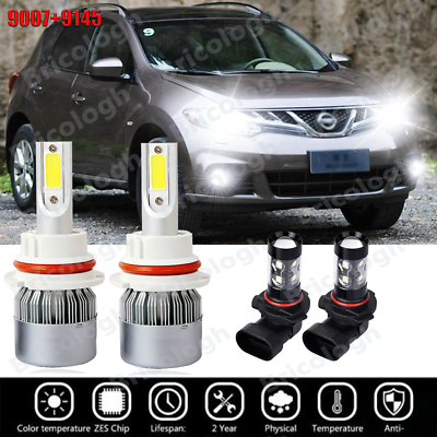 4Side LED Headlight Kit 9007 6000K Bulbs Hi/Low Beam for Nissan Murano 2003-2007 4Side LED Headlight Kit 9007 6000K Bulbs Hi/Low Beam for Nissan Murano 2003-2007