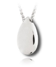 Sterling Silver Large Tear Drop Funeral Cremation Urn Pendant for Ashes w/Chain