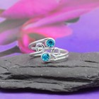 Sterling Silver 925 Double Blue Topaz Gem Toe Ring