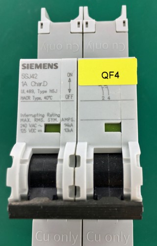 Siemens 5sj42 2 pole unit 6A 6-amp DIN Mount Circuit Breaker 240VAC/125VDC - Picture 3 of 4