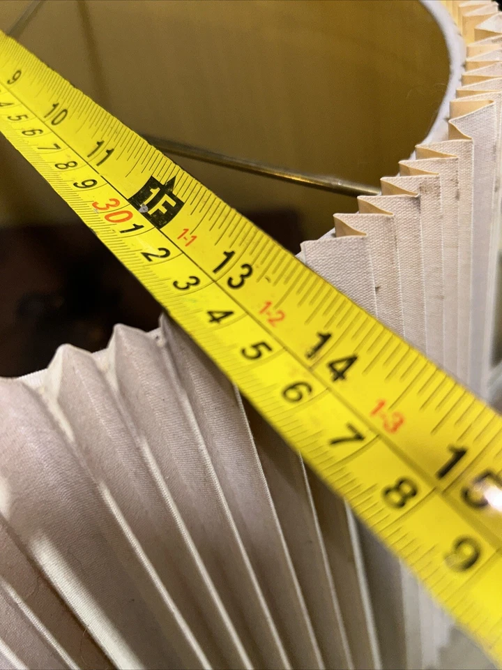 Vtg Pleated Deco Oversized Lamp Shade Drum Shape 13x11x19 - Image 4 of 4