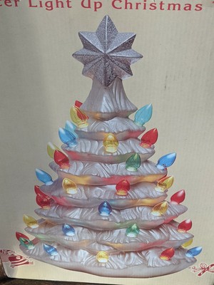 Vintage Cracker Barrel Nostalgic Ceramic Clitter Light Up Christmas Tree Nib Ebay