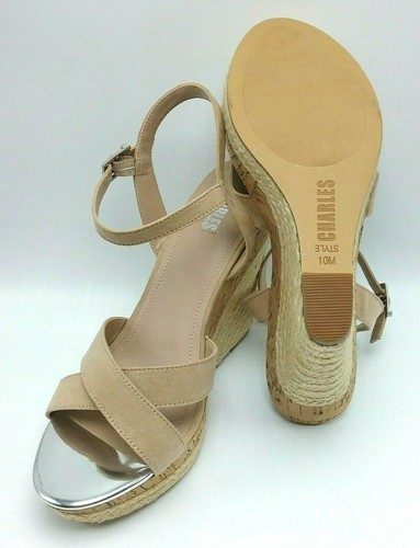 Style By Charles David Women's Annex Wedge Espadrille Sandals US 10 Beige Suede - Picture 5 of 7