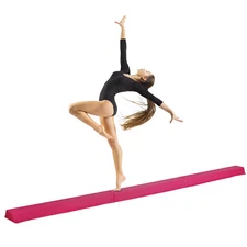 9FT Folding Balance Beam Gymnastics Floor Beam w/ Anti-Slip Bottom for Gym Pink