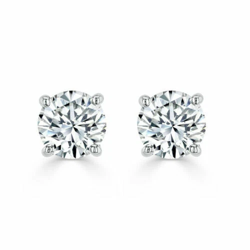 Christmas Sale 0.40 F VS Round Diamond Stud Earrings 18k White Gold