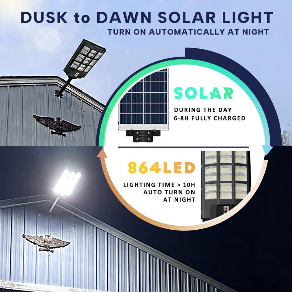 Solar Flood Light Outdoor, 864 LED Solar Front Door Light Outdoor