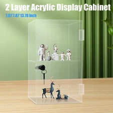 2-Layers Acrylic Countertop Showcase Display Cabinet Transparent Display Storage