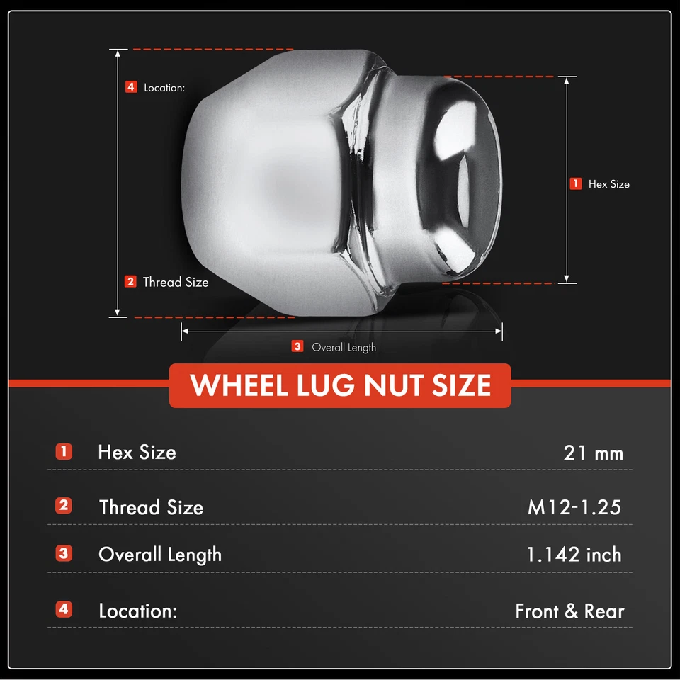 24x Tuerca de rueda delantera y trasera M12-1.25 para Nissan Frontier 350Z Infiniti G20 35 Foto 2 de 4