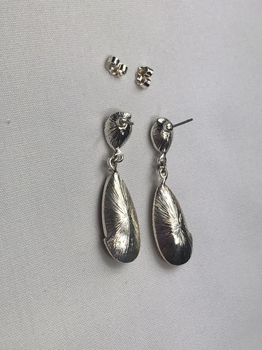 Vintage NRT Silver Tone Citrine Dangle Drop Earrings Elegant Costume VTG EUC - Bild 13 von 16